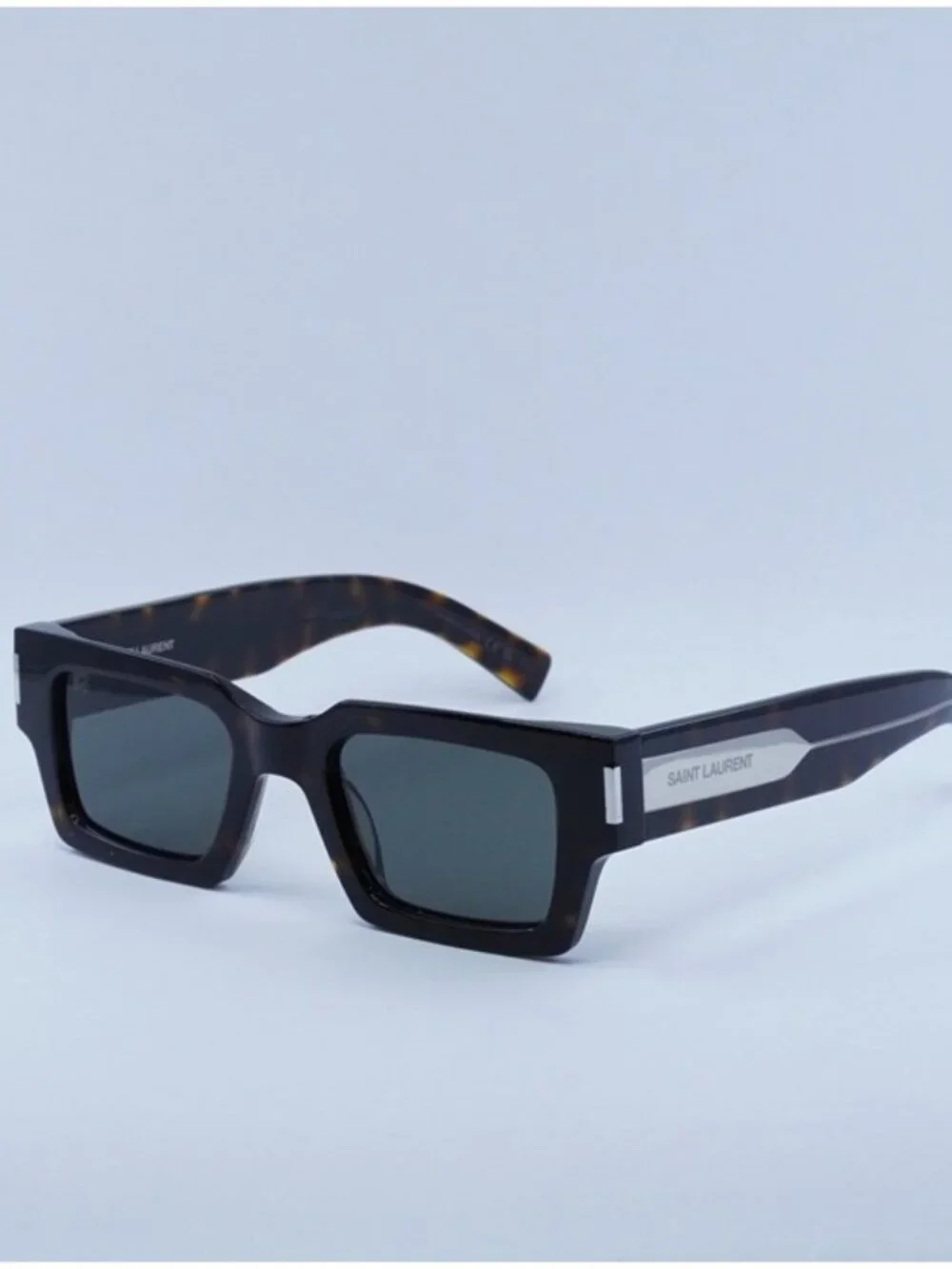 Saint Laurent SL572 002 Sunglasses Havana Square Frame, Grey Lenses